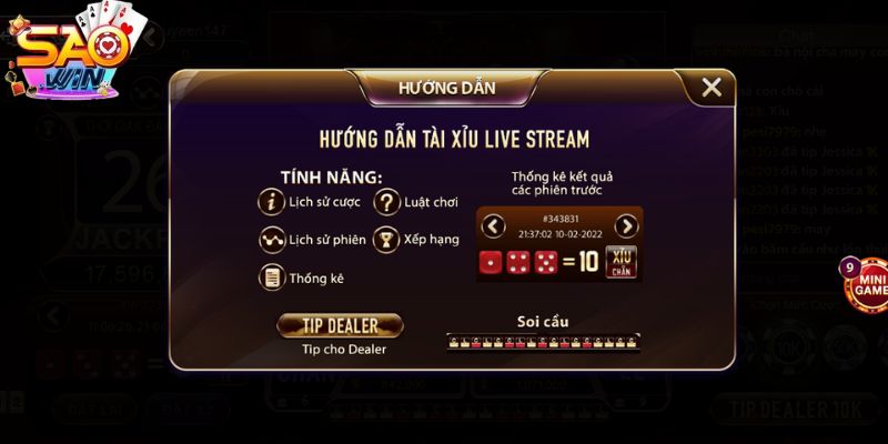 Hướng dẫn cách đặt cược tài xỉu livestream tai SAOWIN